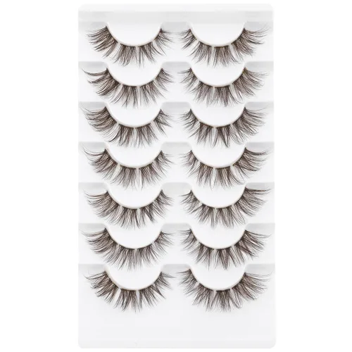 Vista 7 de 7 pares de pestañas postizas individuales esponjosas de visón - Extensiones de pestañas postizas de aspecto natural marrón