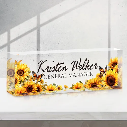 Vista 19 de Placa de nombre personalizada para escritorio, accesorios de escritorio de acrílico, placa de identificación personalizada, regalos personalizados