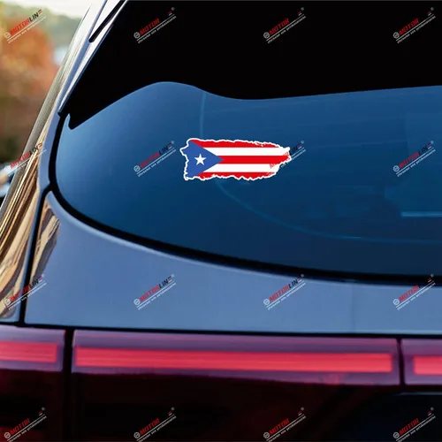 Vista 2 de 2 calcomanías reflectantes de 6 pulgadas con diseño de mapa de Puerto Rico, vinilo para automóvil