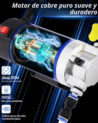 Vista 3 de Bomba de aceite 12V 100W, bomba extractora de aceite para cambio de aceite del motor, bomba eléctrica de transferencia de fluidos para aceite