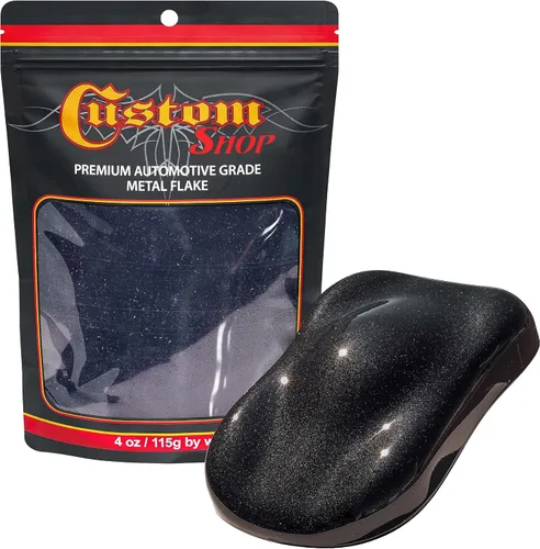 Vista 2 de Custom Shop - Purpurina metálica para pintura automotriz, oro brillante, 4 oz, micro escamas de metal de 0.004" para pintura de automóviles, aditivo