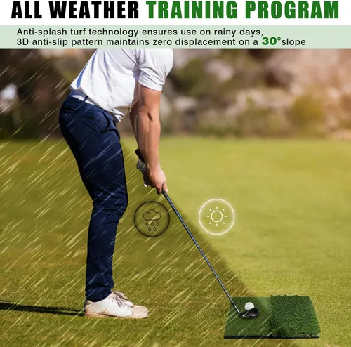 Vista 7 de Premium Golf Hitting Mat, 10mm Foam Padding with Rubber Backing Golf Mat, Golf Practice Mat for Indoor and Outdoor Training