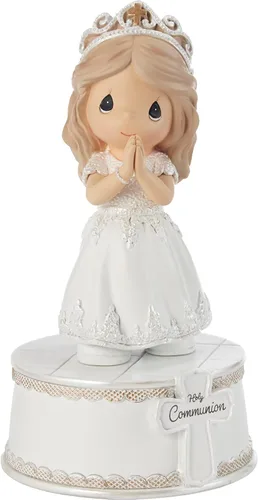 Vista 2 de Precious Moments Figura musical para niña de la Santa Comunión, reproduce "La oración del Señor", regalo de primera comunión para niñas, recuerdo