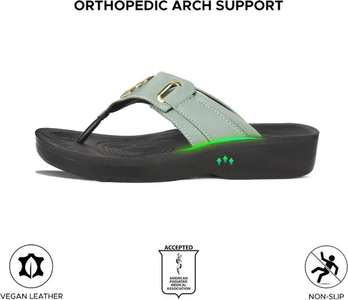 Vista 5 de AEROTHOTIC Chanclas con soporte de arco para mujer, cómodas y elegantes correas con plantilla antideslizante, sandalias elegantes de moda