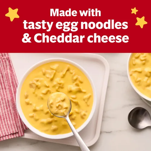 Vista 4 de Campbell's Sopa condensada de fideos con queso cheddar para niños, lata de 10.5 onzas