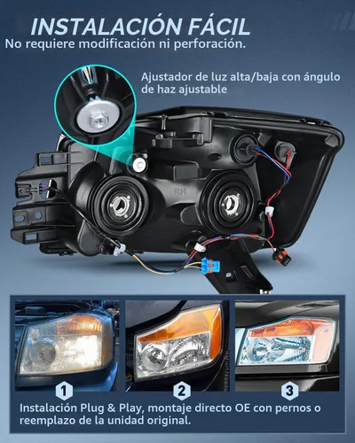 Vista 8 de Nilight Conjunto de faros delanteros compatible con Nissan Titan 2004, 2005
