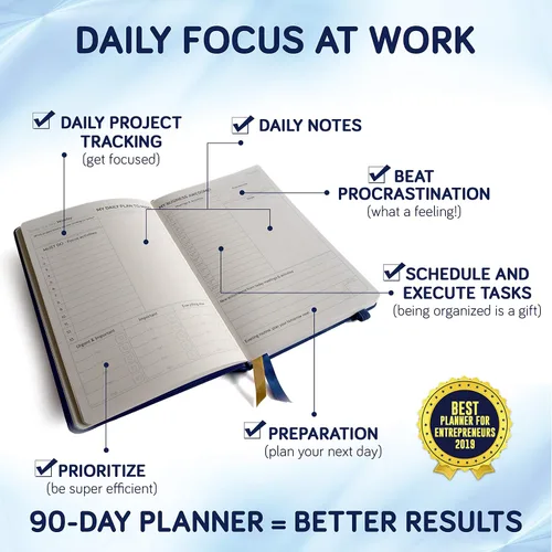 Vista 3 de Planificador de negocios sin fecha para emprendedores. Cuaderno de proyectos de enfoque para la productividad. Planificador diario semanal