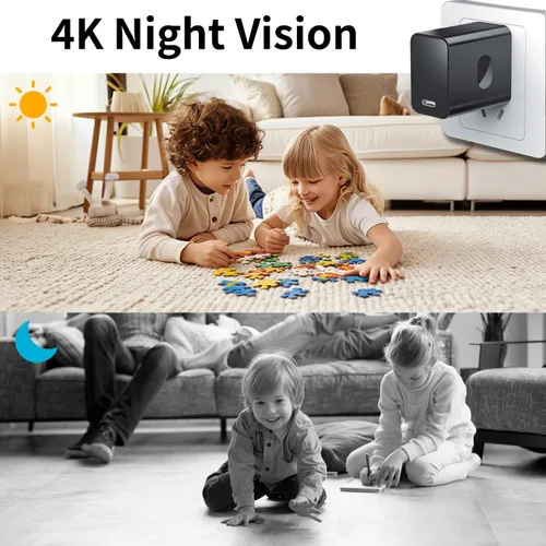 Vista 3 de QETATIY Cámara de seguridad WiFi 2.4G/5G, cargador de cámara corporal 4K, cámara de niñera con gran angular de 160°, versión nocturna, detección
