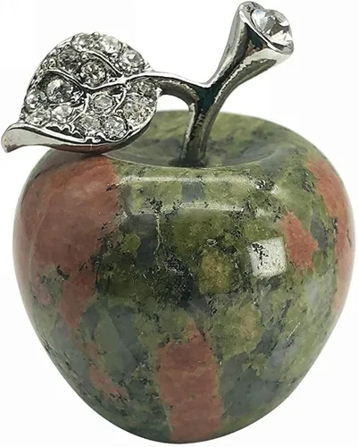 Vista 14 de Decoración para el hogar de manzana de cuarzo de cristal mezclado de 1.181 in (jaspe de llama)