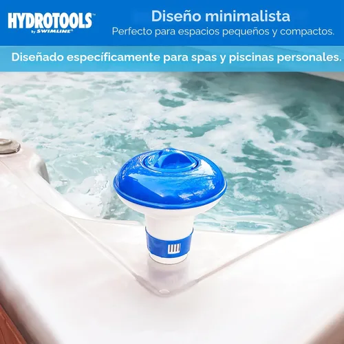 Vista 3 de HYDROTOOLS BY SWIMLINE: Dispensador químico mini para piscina y spa, compatible con bromo y cloro, admite tabletas de 1 pulgada, anillo de control