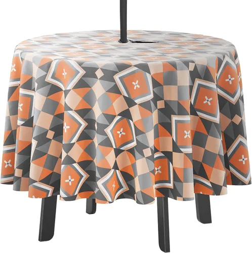 Vista 50 de Mantel redondo para interior/exterior de 58 pulgadas, mantel redondo impermeable para patio, manteles para mesa circular de primavera/verano
