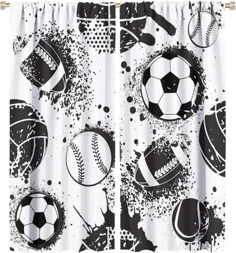 Vista 15 de Cortinas de ventana de campo deportivo, béisbol profesional Grand Arena en la luz del sol, bolsillo para barra, tratamientos decorativos