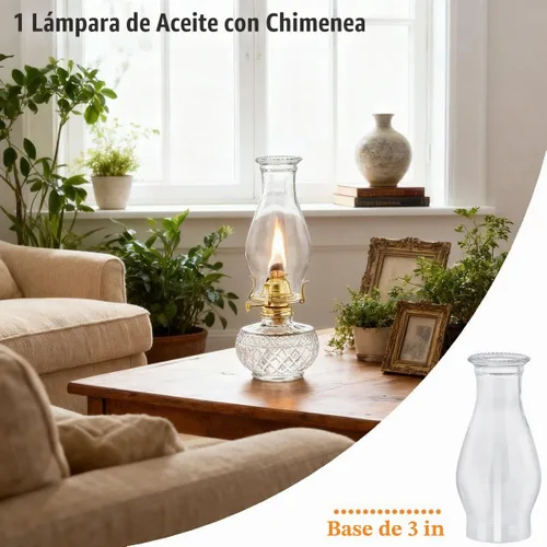 Vista 5 de Lámpara de aceite de repuesto para chimenea, globo de lámpara de queroseno de 3 x 8 pulgadas, globo de lámparas de aceite de vidrio transparente