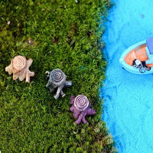 Vista 5 de 5 miniaturas artificiales de tocón de árbol, figuras de resina para decoración del hogar, accesorios de decoración del hogar