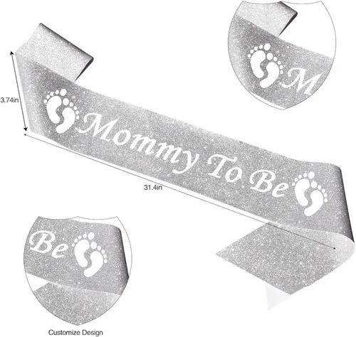 Vista 3 de Decoraciones de baby shower, mamá para ser corona y banda para baby shower, baby shower, juego de banda y tiara para niños y niñas (plateado)