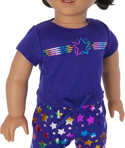 Vista 6 de American Girl Niña del año Kavi Sharma - Pijama de estrella brillante de 18 pulgadas con 4 piezas para mayores de 8 años