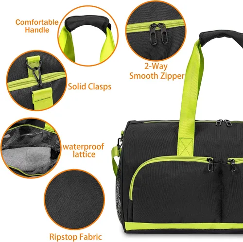 Vista 3 de Kuston Bolsa de gimnasio deportiva con compartimento para zapatos y bolsillo húmedo, bolsa de lona para gimnasio para hombres y mujeres