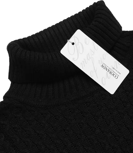 Vista 4 de Coofandy Suéter de cuello alto ajustado para hombre suéter de punto trenzado casual