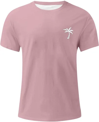 Vista 3 de Generic Camisas casuales para hombre, cuello redondo, manga corta, sueltas, de verano, a la moda