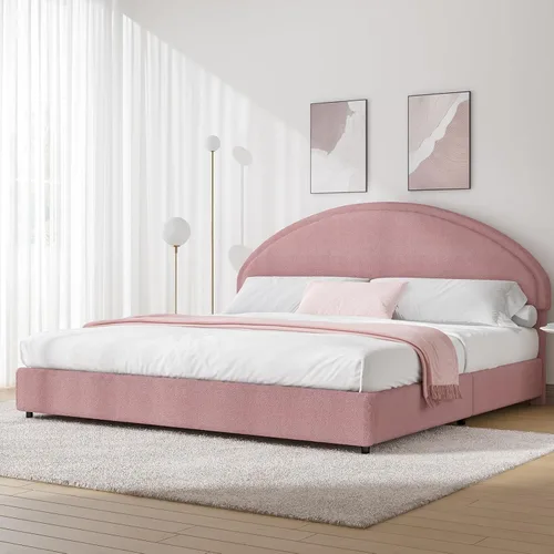 Vista 11 de Base de cama REVOMINCA tamaño Queen, base de cama tapizada de plataforma con cabecero, cama de plataforma suave con esquinas redondas, no se Dgery