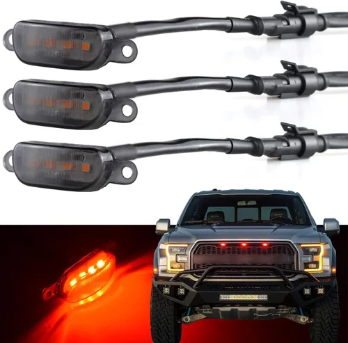 Vista 14 de Boigoo Luces de rejilla delanteras compatibles para Ford F-150 Raptor 2004-2019 y Dodge Ram 1500 2013-2018, rejilla de posventa, rejilla decorativa
