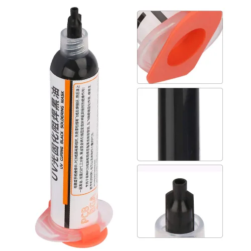 Vista 4 de 2 unids máscara de soldadura tinta curado luz soldadura PCB BGA reparación pintura soldadura resistente tinta negro y verde