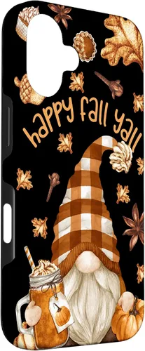 Vista 3 de Funda para iPhone 16 con diseño de especias de calabaza con diseño de gnomo de otoño