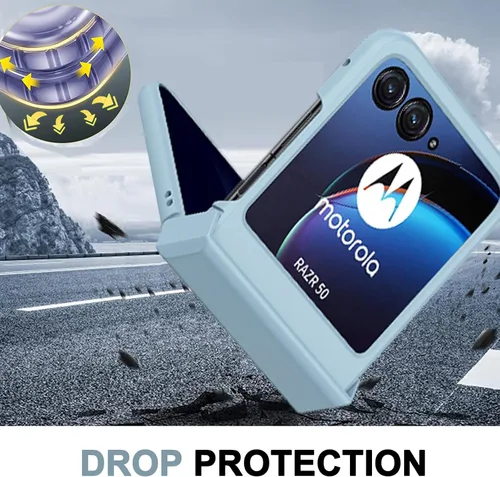 Vista 5 de Ninki Funda protectora de bisagra delgada compatible para Motorola Razr 50 2024, para Moto Razr 50, color azul