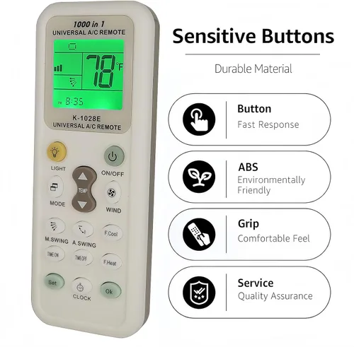 Vista 8 de Mando a distancia universal de repuesto para aire acondicionado LG Panasonic Sharp Samsung Fujitsu Gree Guangda Guqiao Haier Helton Hemilton Hicon