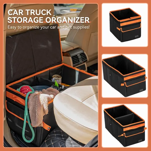 Vista 3 de PETSFIT Extensor de asiento trasero para perros, extensor de asiento de automóvil para perros con almacenamiento, asiento grande plegable