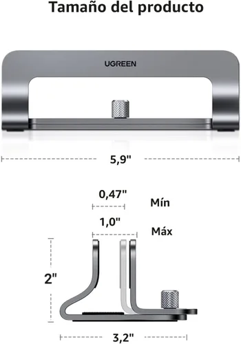 Vista 7 de UGREEN Soporte vertical para laptop para escritorio compatible con MacBook Pro, MacBook Air, soporte vertical de aluminio ajustable para portátiles