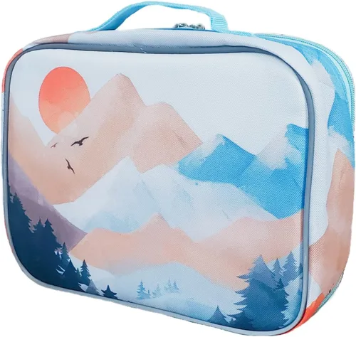 Vista 13 de Lonchera infantil de Fenrici, para niñas, adolescentes, mujeres, bolsa de almuerzo aislada, compartimentos de lados suaves, espaciosos, sin BPA Negro
