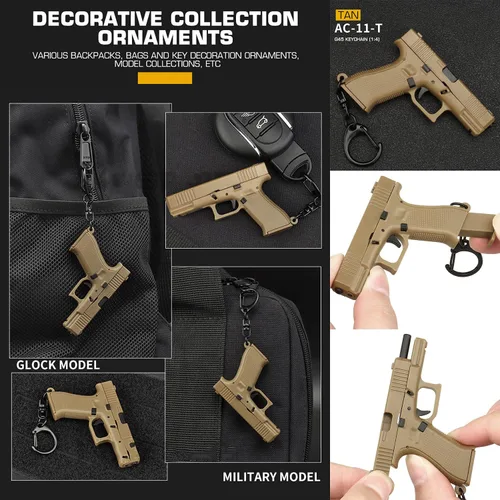 Vista 5 de Mini llaveros en forma de pistola para hombres y mujeres, modelo G-45, escala 14, llavero para bolsa de regalo, colgante