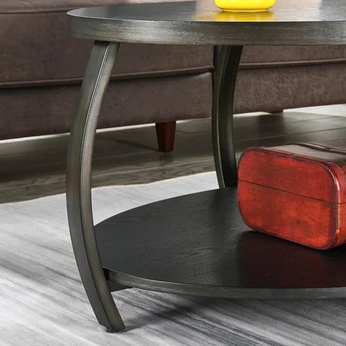 Vista 8 de KFZ2439DK - Mesa auxiliar ovalada con estante de almacenamiento, mesa de té de centro industrial con patas de metal, mesa de sofá lateral de granja