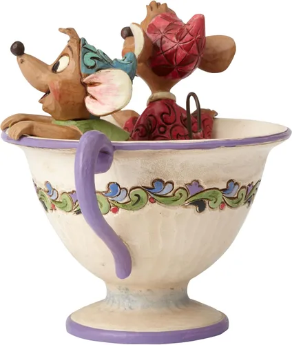 Vista 2 de Enesco Disney Traditions by Jim Shore - Figura de taza de té de Cenicienta Jaq y Gus, 4.5 pulgadas, multicolor