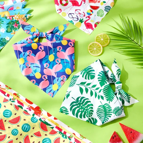 Vista 4 de Chunful 100 piezas de bandanas para perros a granel paquete de verano bufanda triangular babero pañuelo conjunto para accesorios de disfraz