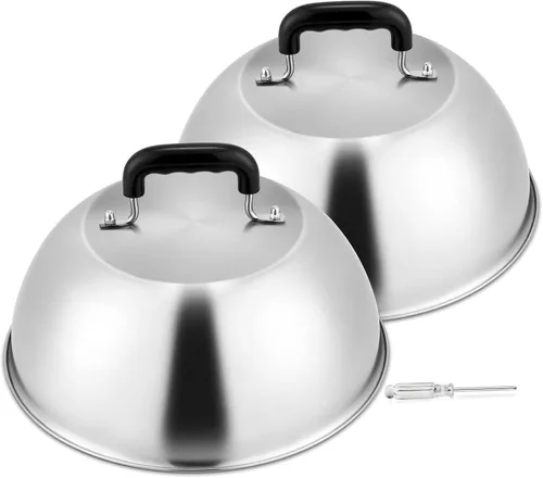 Vista 14 de Cúpula para Derretir Queso de 12 Pulgadas, HaSteeL Cubierta Redonda de Acero Inoxidable para Rociar y Vaporizar, Cúpula Grande Sólida para Plancha