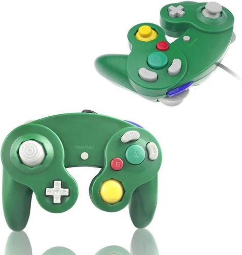 Vista 3 de Reiso 2 paquetes de controladores NGC clásicos con cable para Wii Gamecube naranja claro y verde