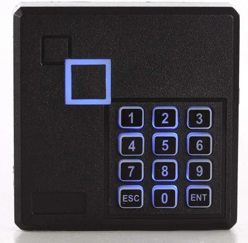 Vista 4 de Sistema de control de acceso de seguridad de 4 puertas con lector de teclado de tarjeta RFID+botón de salida infrarroja+caja de alimentación