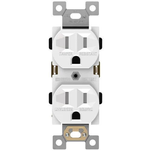 Vista 29 de ENERLITES Receptáculo dúplex, tomas de pared eléctricas resistentes a manipulaciones, grado comercial, 15A 125V, autoconectado, 2 polos, 3 cables