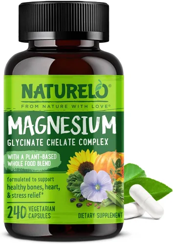 Vista 9 de NATURELO Complejo Quelado de Glicinato de Magnesio - 200 mg de magnesio con vegetales orgánicos para apoyar el sueño, la calma, los calambres