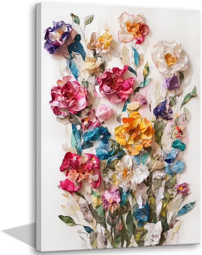 Vista 9 de Arte de pared enmarcado con cruz y flores, pintura al óleo floral cristiana, impresiones en lienzo, carteles religiosos abstractos, graffiti
