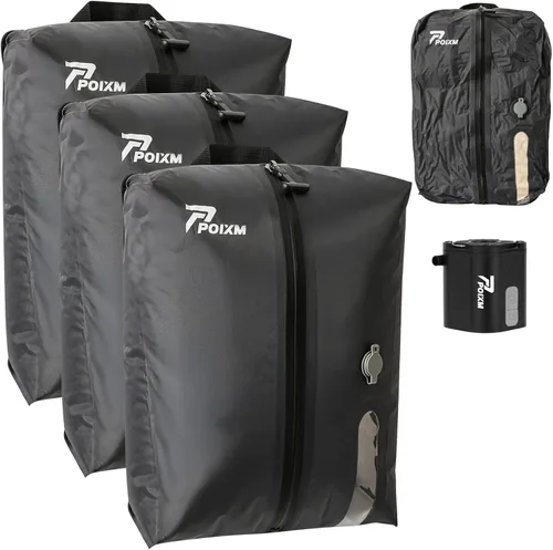 Vista 9 de Bolsas de vacío POIXM para viajes con bomba, bolsa ahorradora de espacio reutilizable, cubos de embalaje al vacío impermeables IP67 para maletas