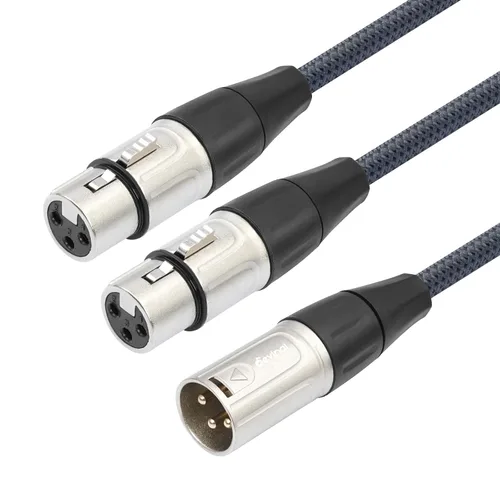 Vista 7 de Devianl XLR y Splitter - Cable divisor XLR y 2 hembra a 1 macho, equilibrado de doble hembra a macho, adaptador de cable de micrófono combinador, 2