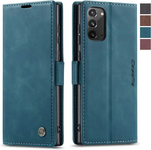 Vista 14 de Funda tipo cartera para Samsung Galaxy Note 20, piel sintética retro, cierre magnético, con ranuras para tarjetas, bolsillos para efectivo con Negro