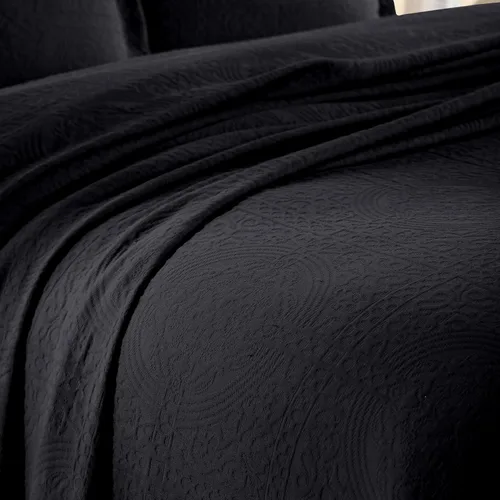 Vista 9 de Superior Fleur De Lis - Juego de colcha de algodón de 2 piezas, decoración de cama para el hogar, colcha decorativa con textura, 1 funda