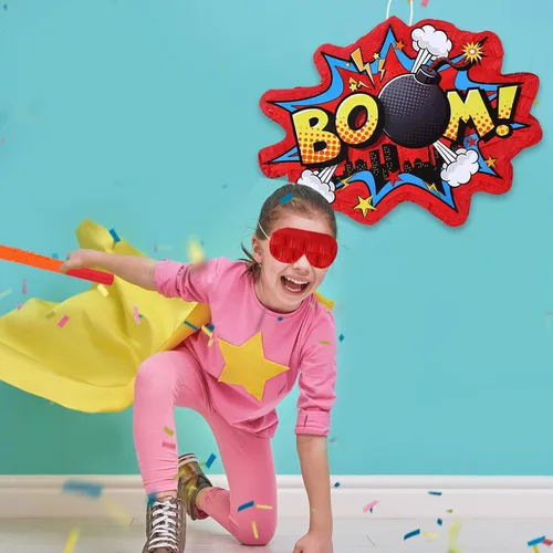 Vista 5 de Red Boom Party Piñata Cómic Book Hero Bundle Decoración de Cumpleaños Decoración de Piñatas para Juegos de Cumpleaños Temáticos Héroe Niñas Niños