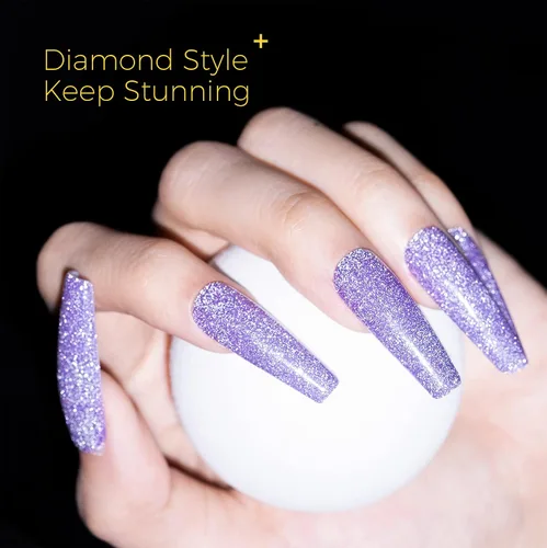 Vista 2 de BURANO Esmalte de uñas de gel reflectante, 0.2 fl oz, esmalte de gel reflectante con purpurina de diamante, esmalte de gel de color brillante