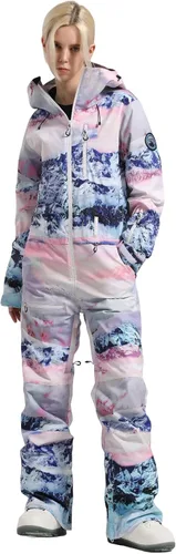 Vista 2 de GAENMESN Chaqueta de esquí para mujer, trajes de nieve delgados, trajes de nieve, trajes deportivos a prueba de viento, abrigo de nieve