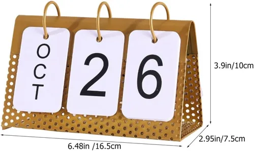 Vista 7 de Decoración del hogar, decoración del hogar, oficina, calendario perpetuo, calendario de escritorio de metal, adorno de mesa, planificador mensual